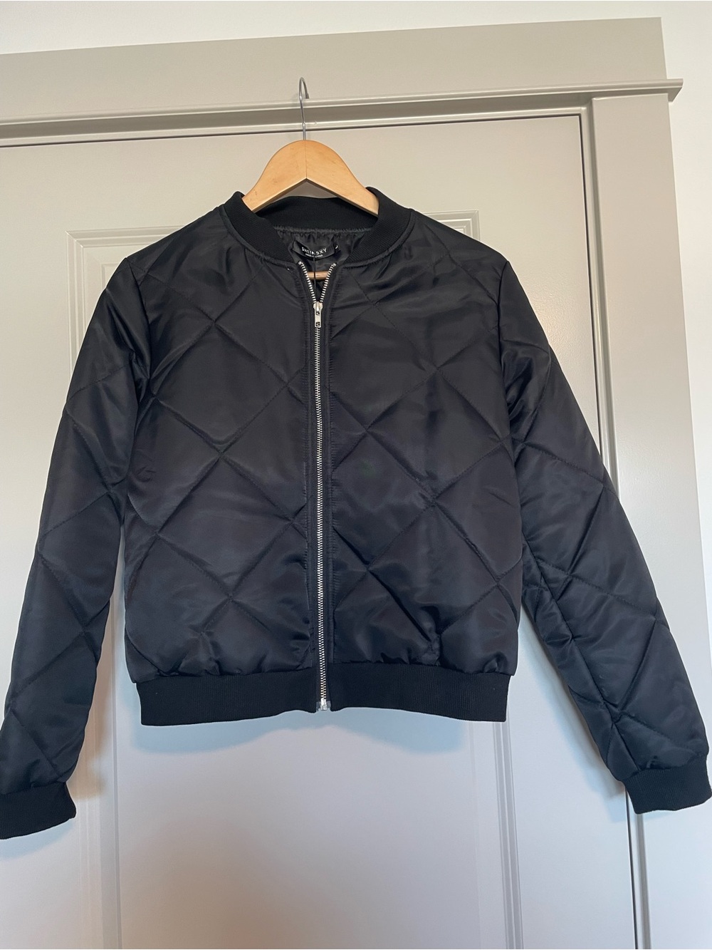 SHEIN Black Quilted Bomber Jacket